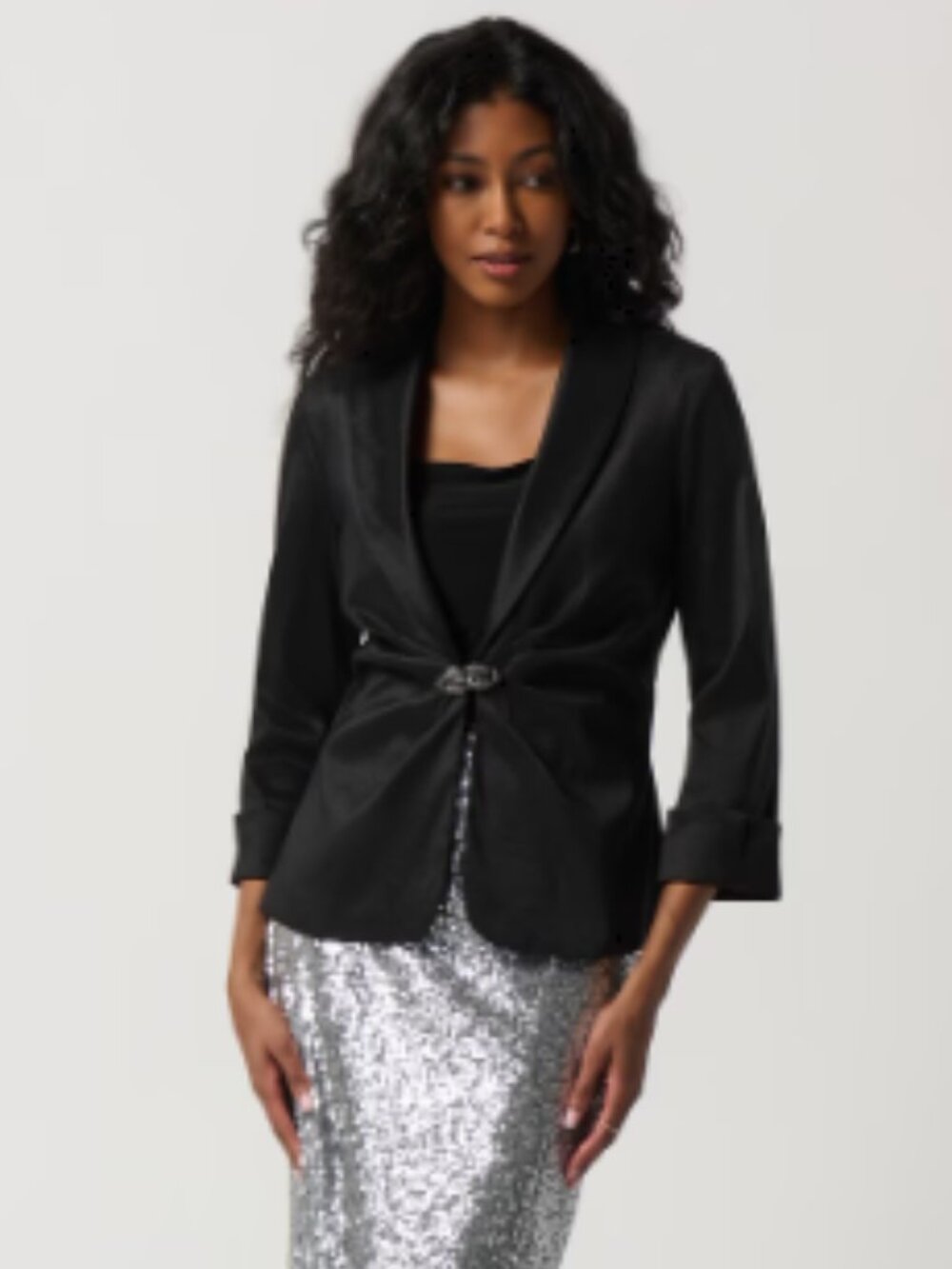 NWT! Joseph Ribkoff Taffeta Fitted Blazer with‎ Shawl Collar Size 10 3/4 Sleeves